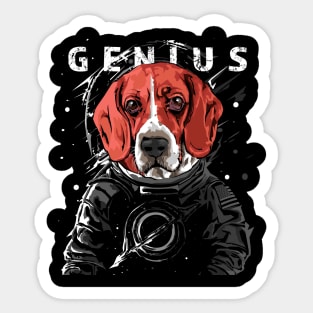 The Genius Funny Astronaut Beagle in Space Sticker